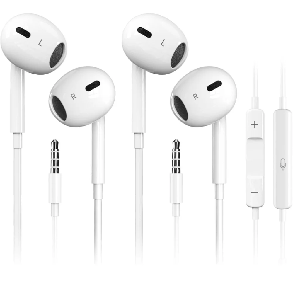 White Wired Earbuds with Microphone